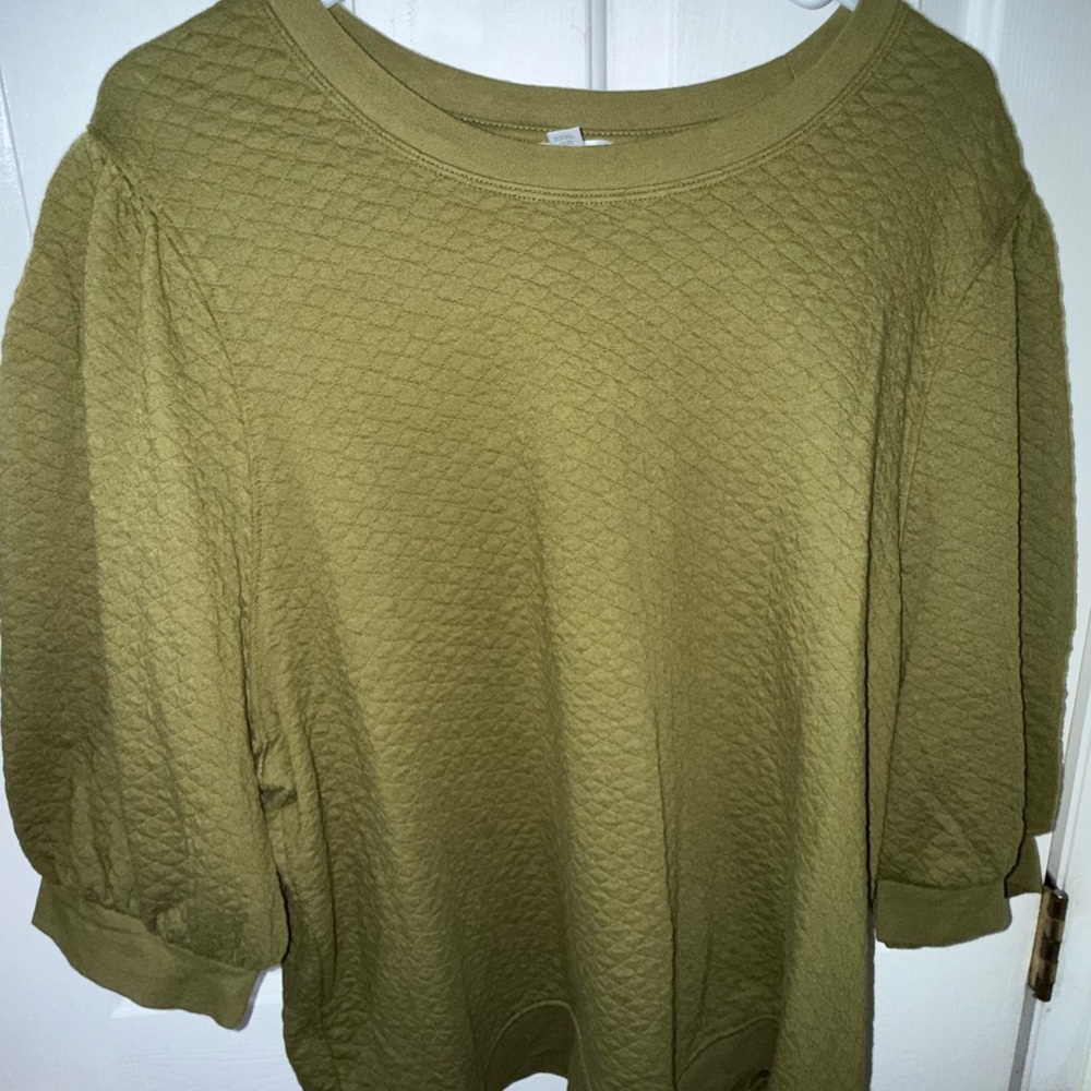 Olive Quilted Pullover Top - Women